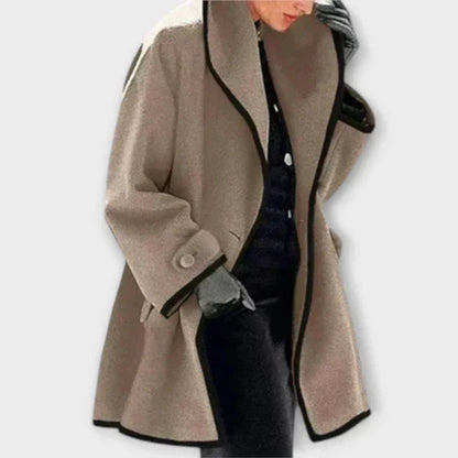 Elegant Coat for Women Contrast-Trim Oversized