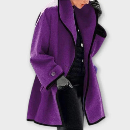 Elegant Coat for Women Contrast-Trim Oversized
