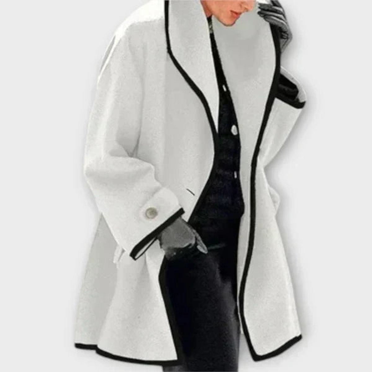Elegant Coat for Women Contrast-Trim Oversized