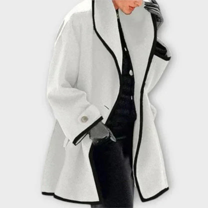 Elegant Coat for Women Contrast-Trim Oversized