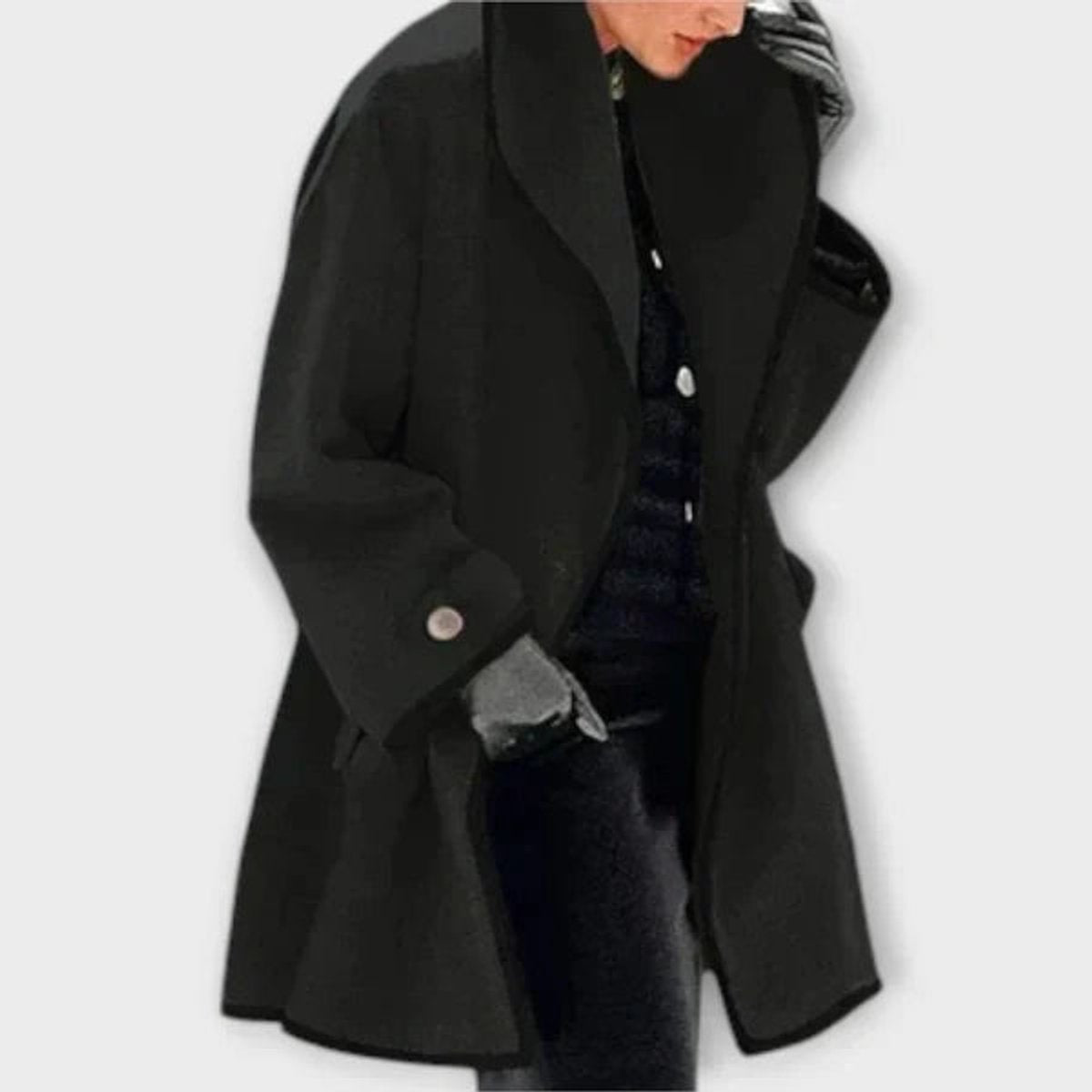 Elegant Coat for Women Contrast-Trim Oversized