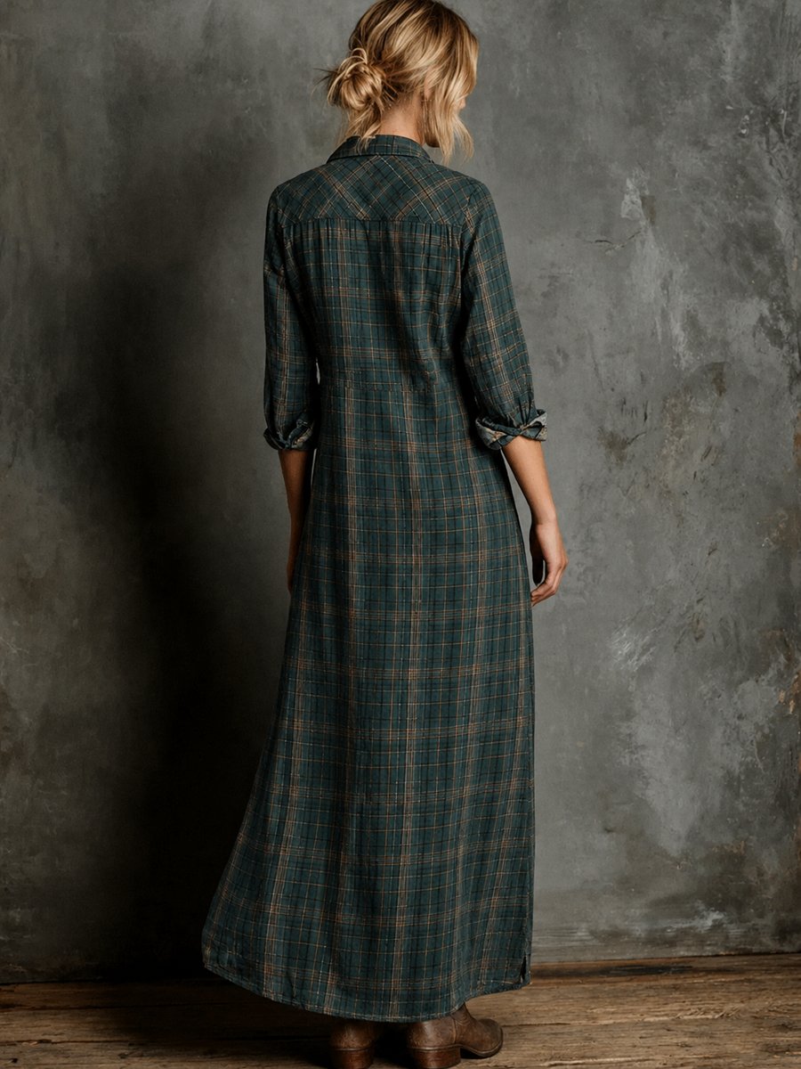 Effortless Shirt Dress for Women Plaid Flannel Button-Down