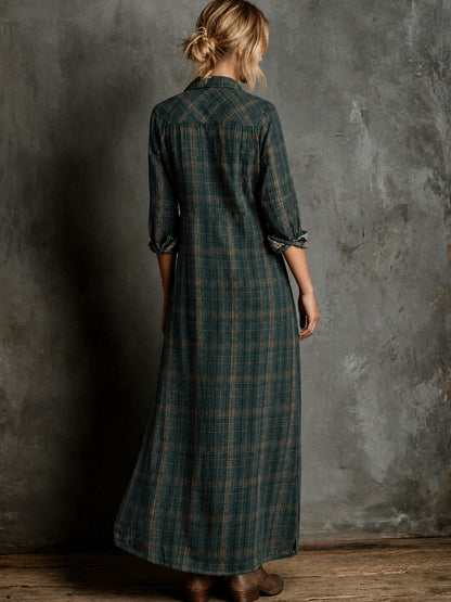 Effortless Shirt Dress for Women Plaid Flannel Button-Down