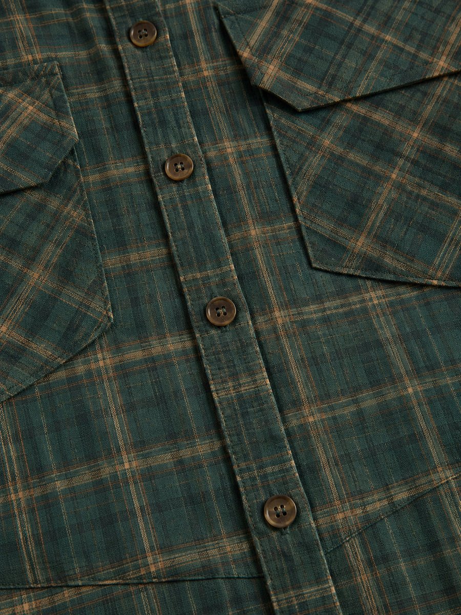 Effortless Shirt Dress for Women Plaid Flannel Button-Down