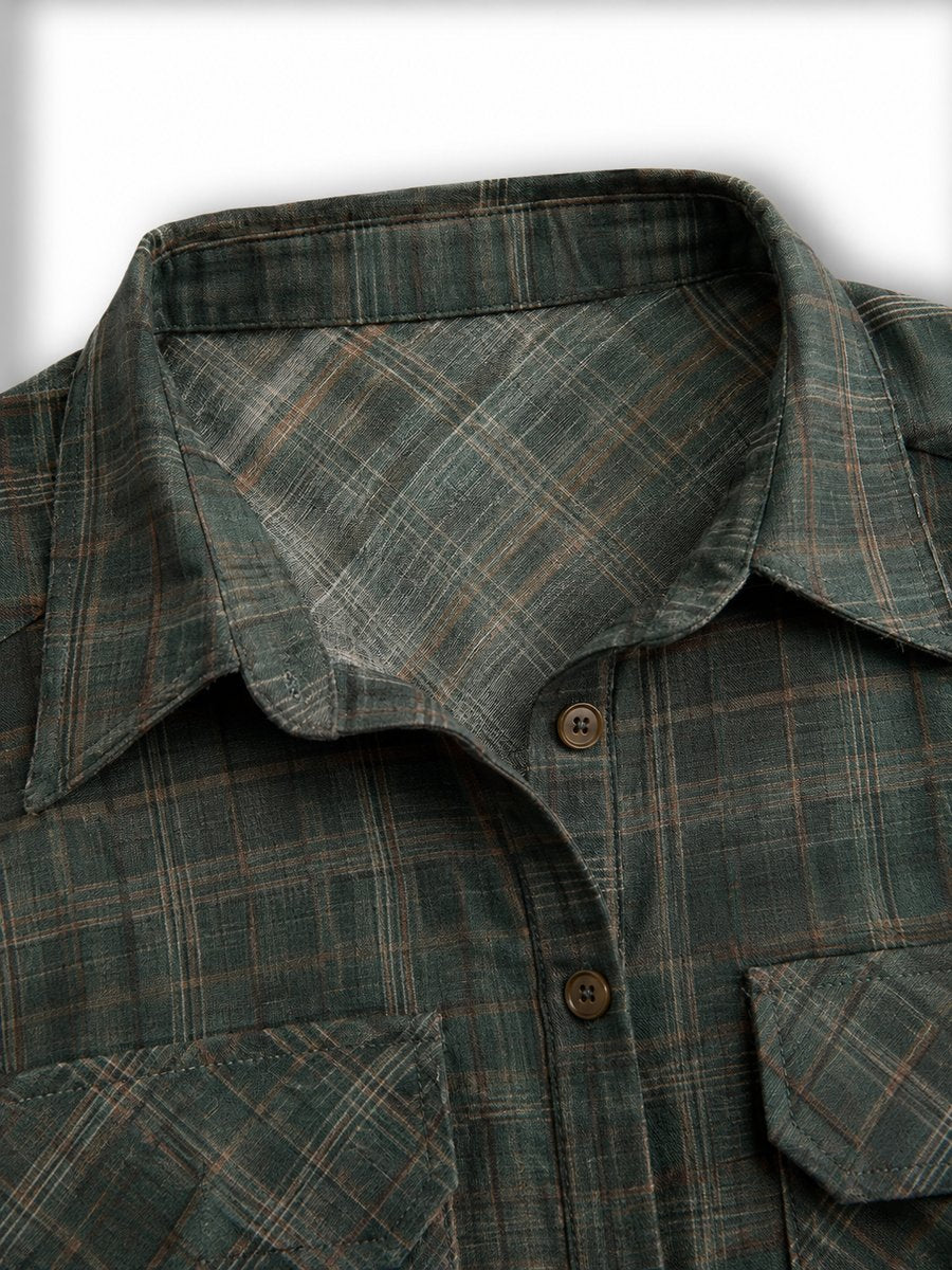 Effortless Shirt Dress for Women Plaid Flannel Button-Down