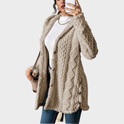Comfortable Teddy Coat for Women Plush Hooded Button-Front