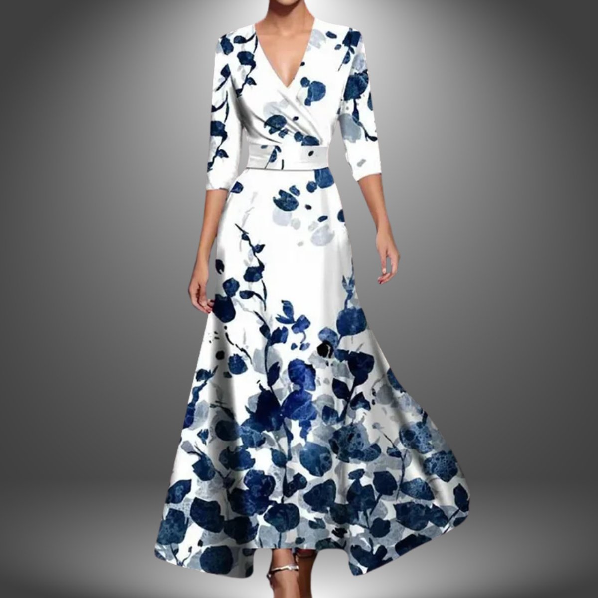 Elegant Wrap Maxi Dress for Women Floral-Print Flowy