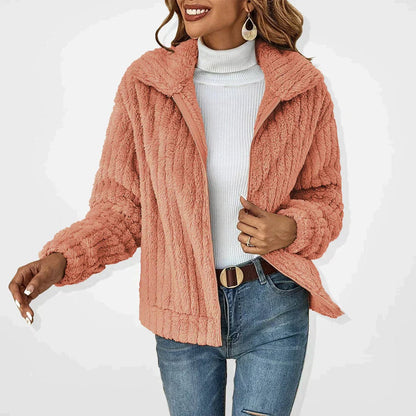 Comfortable Fleece Jacket for Women Plush Zip-Up