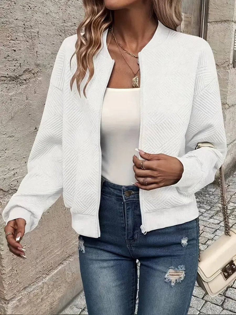 Stylish Bomber Jacket for Women Textured Cropped