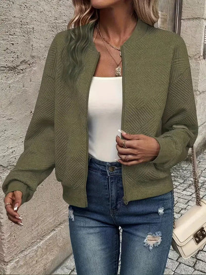 Stylish Bomber Jacket for Women Textured Cropped