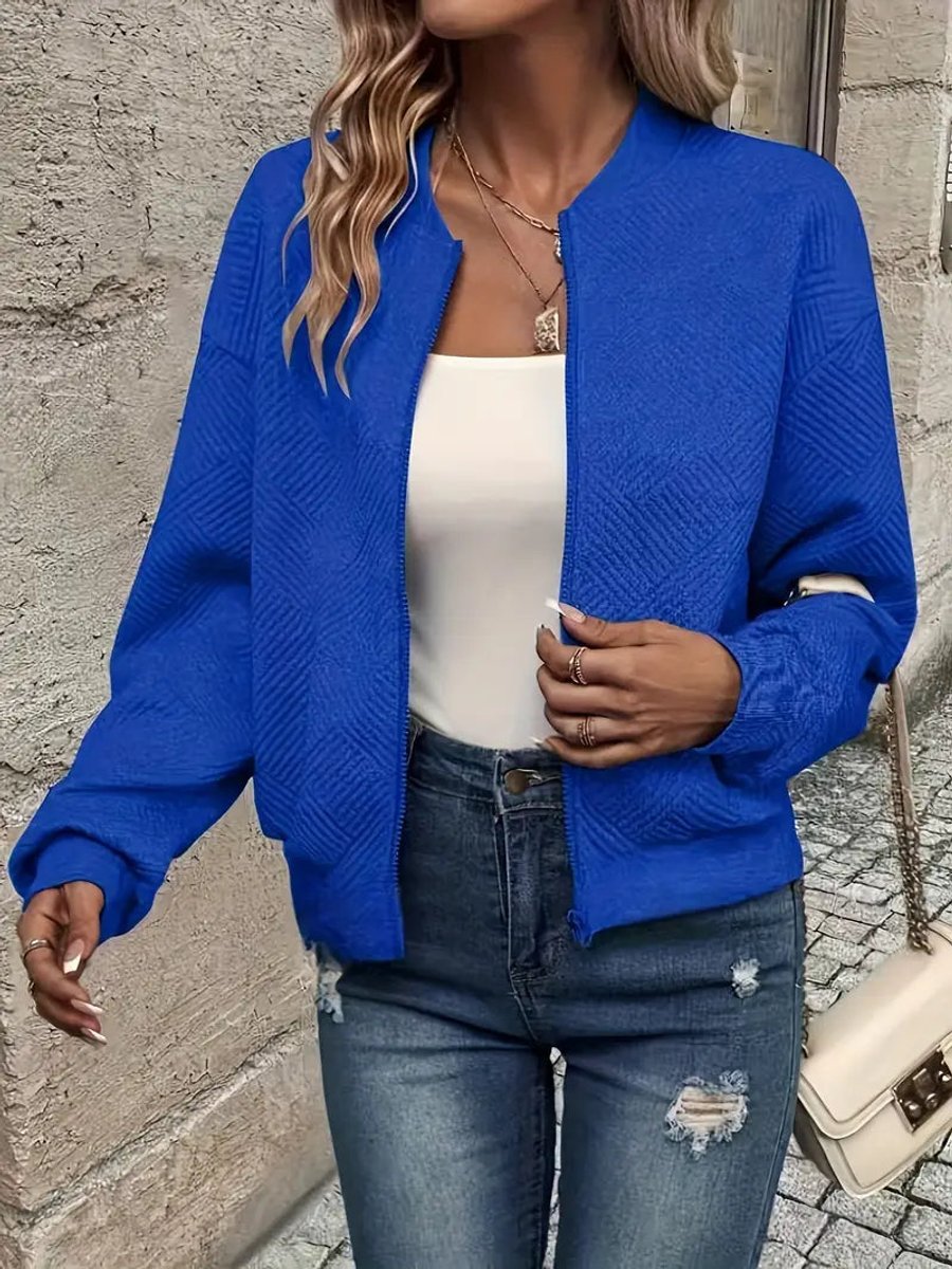 Stylish Bomber Jacket for Women Textured Cropped
