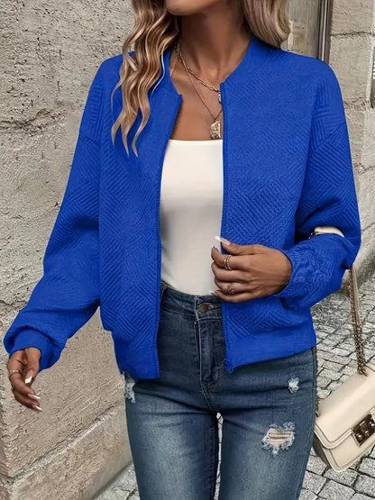 Stylish Bomber Jacket for Women Textured Cropped