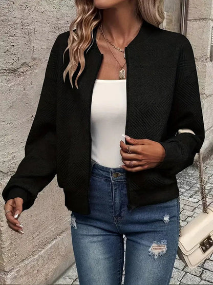 Stylish Bomber Jacket for Women Textured Cropped