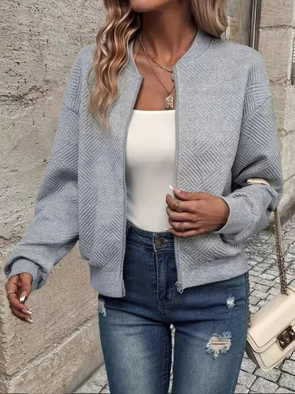 Stylish Bomber Jacket for Women Textured Cropped