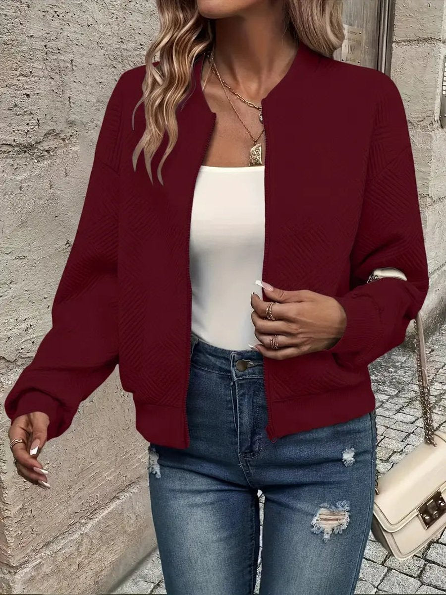 Stylish Bomber Jacket for Women Textured Cropped