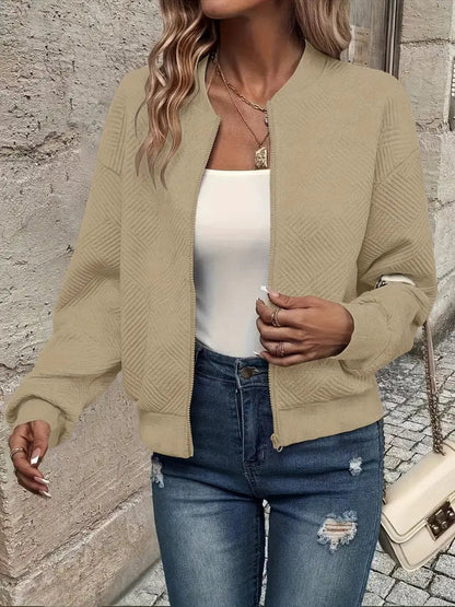 Stylish Bomber Jacket for Women Textured Cropped