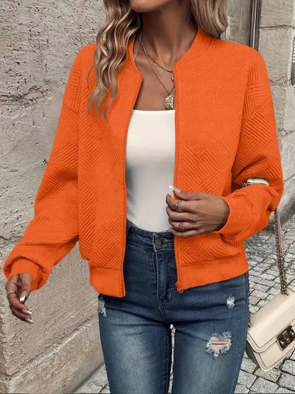 Stylish Bomber Jacket for Women Textured Cropped