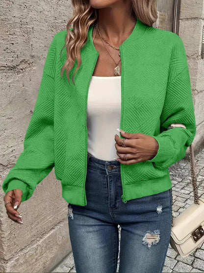 Stylish Bomber Jacket for Women Textured Cropped