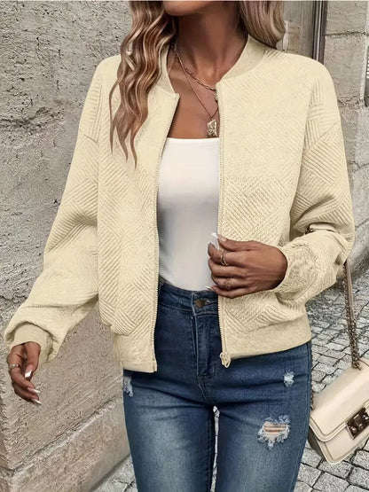 Stylish Bomber Jacket for Women Textured Cropped
