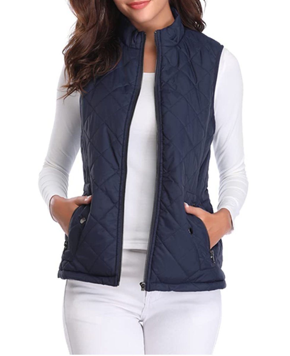 Effortless Quilted Puffer Vest for Women Zip-Up Stand-Collar
