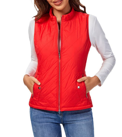 Effortless Quilted Puffer Vest for Women Zip-Up Stand-Collar