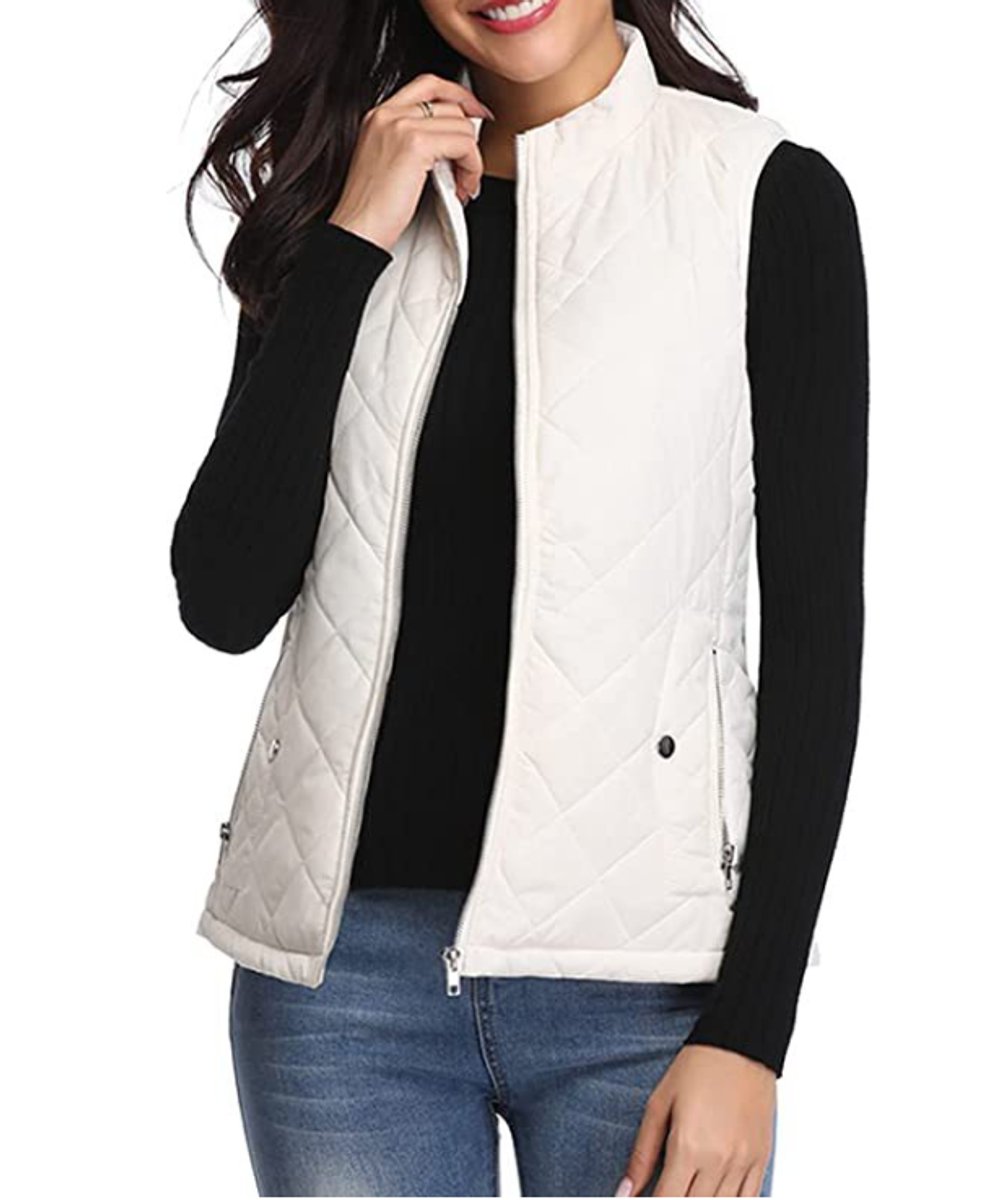 Effortless Quilted Puffer Vest for Women Zip-Up Stand-Collar