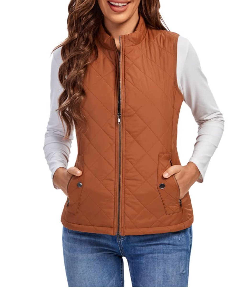Effortless Quilted Puffer Vest for Women Zip-Up Stand-Collar