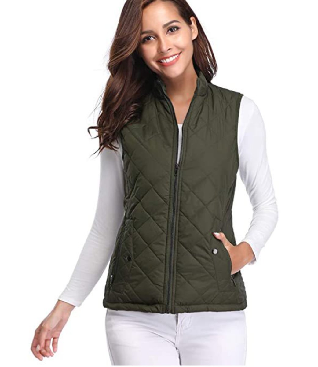 Effortless Quilted Puffer Vest for Women Zip-Up Stand-Collar
