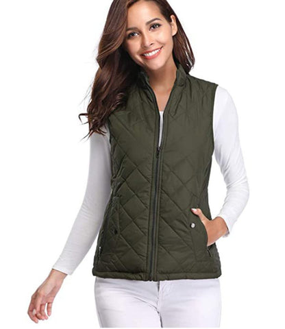 Effortless Quilted Puffer Vest for Women Zip-Up Stand-Collar
