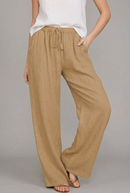 Effortless Wide Leg Pants for Women Relaxed Drawstring Linen