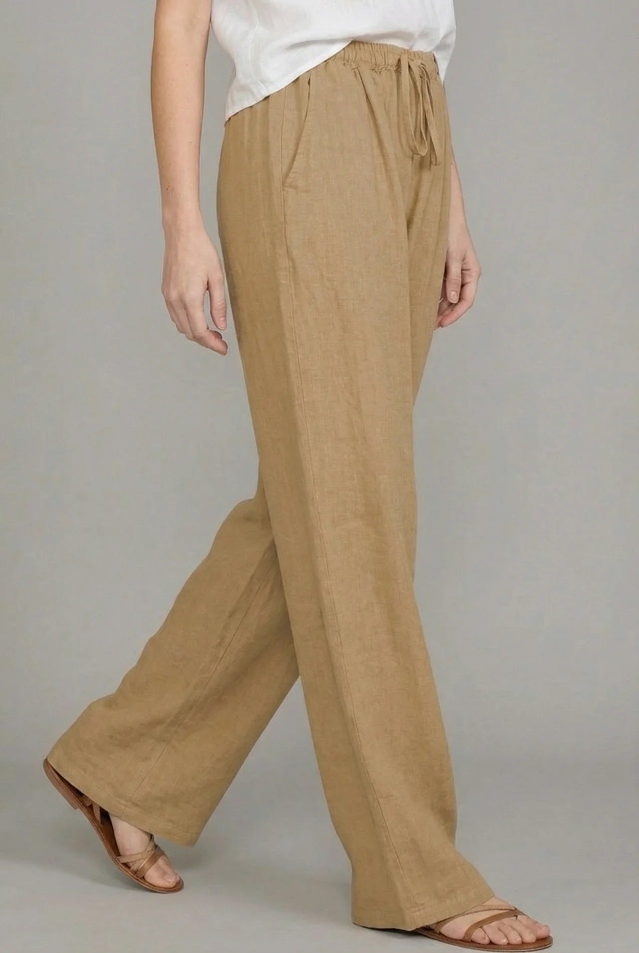 Effortless Wide Leg Pants for Women Relaxed Drawstring Linen