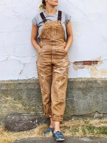 Comfortable Overalls for Women Adjustable-Strap Relaxed-Fit