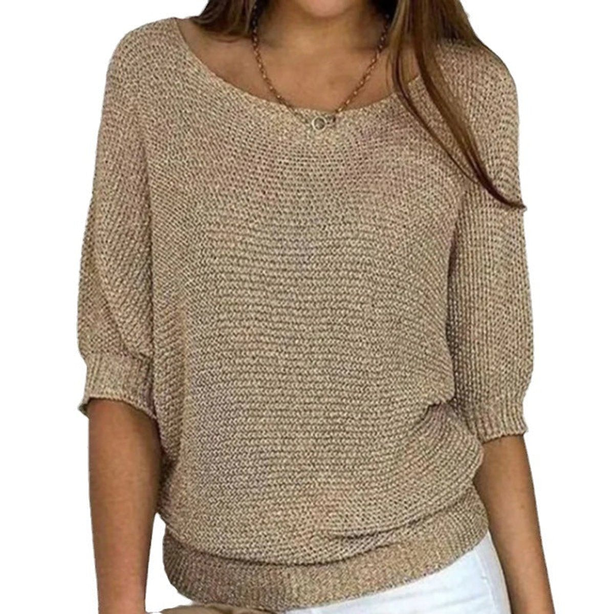 Comfortable Pullover Sweater for Women Batwing-Sleeve Relaxed-Fit
