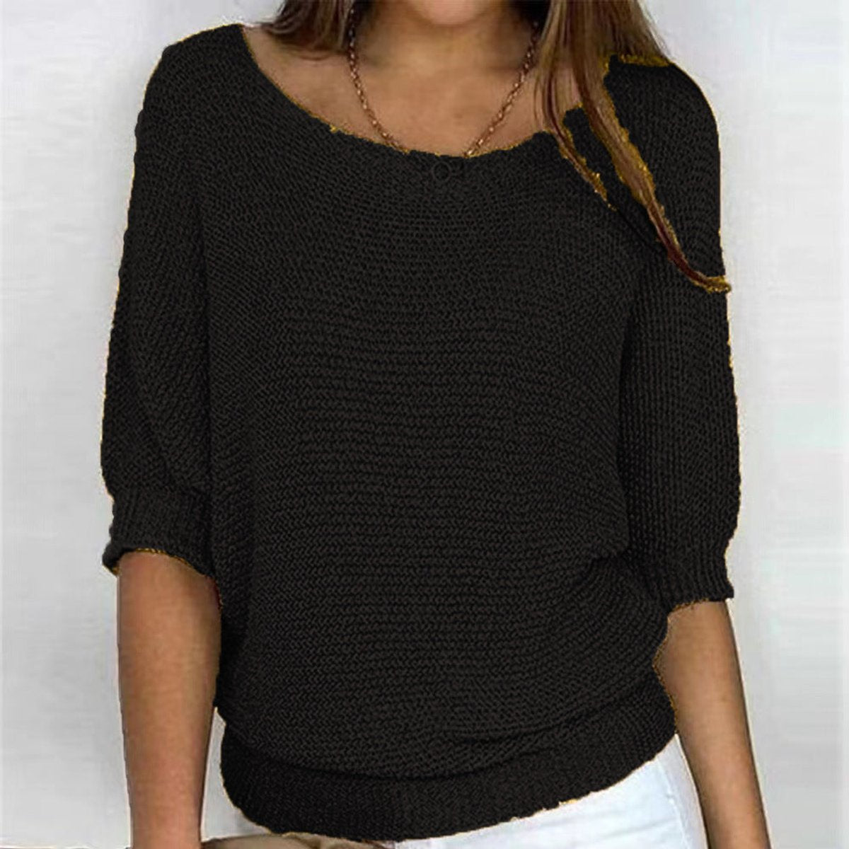 Comfortable Pullover Sweater for Women Batwing-Sleeve Relaxed-Fit