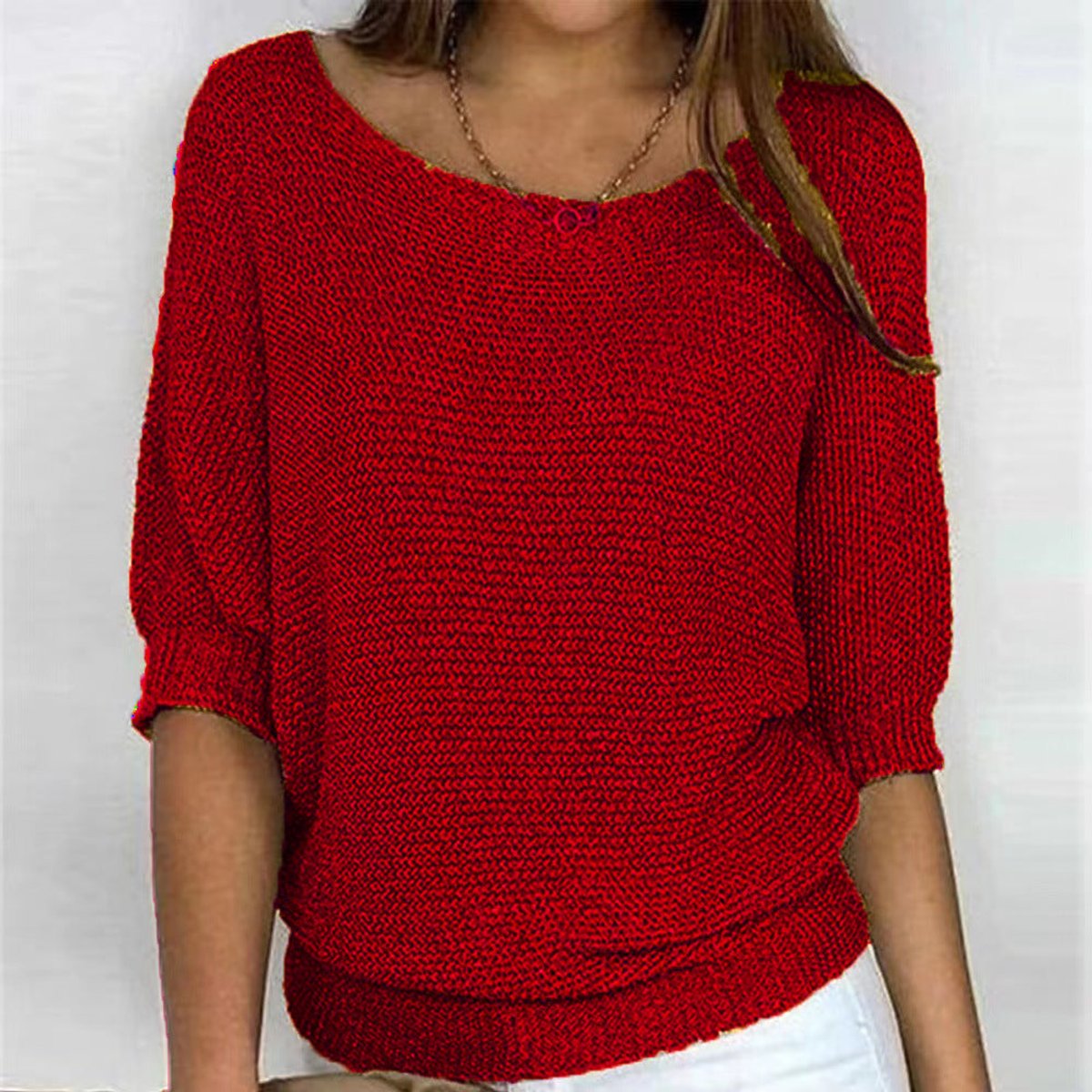 Comfortable Pullover Sweater for Women Batwing-Sleeve Relaxed-Fit