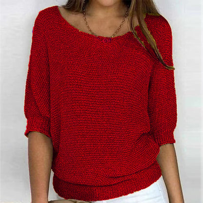 Comfortable Pullover Sweater for Women Batwing-Sleeve Relaxed-Fit