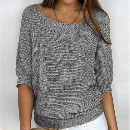 Comfortable Pullover Sweater for Women Batwing-Sleeve Relaxed-Fit