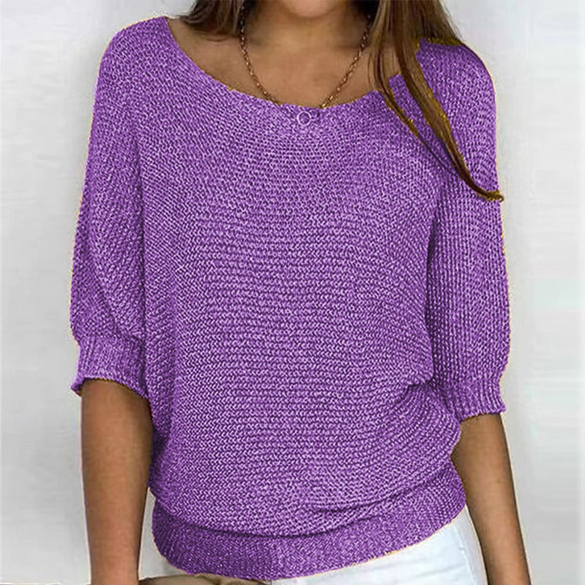 Comfortable Pullover Sweater for Women Batwing-Sleeve Relaxed-Fit