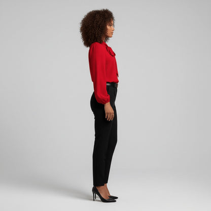 Elegant Blouse for Women Bow-Tie Neck Long-Sleeve