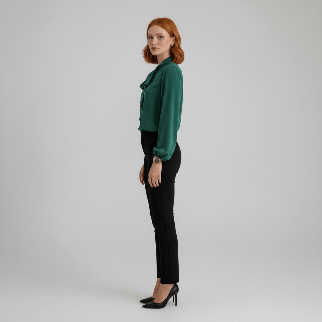 Elegant Blouse for Women Bow-Tie Neck Long-Sleeve