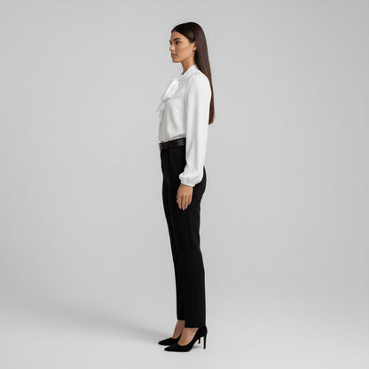 Elegant Blouse for Women Bow-Tie Neck Long-Sleeve