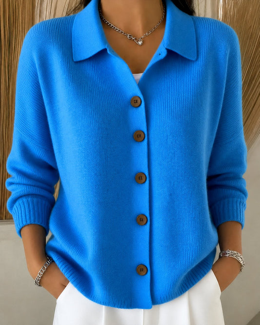 Stylish Cardigan for Women Button-Up Collared Relaxed-Fit