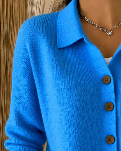 Stylish Cardigan for Women Button-Up Collared Relaxed-Fit