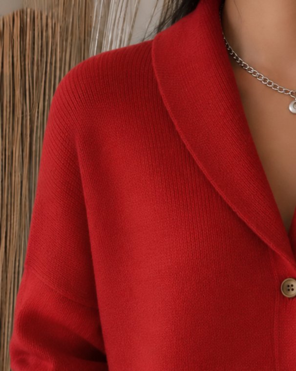 Stylish Cardigan for Women Button-Up Collared Relaxed-Fit