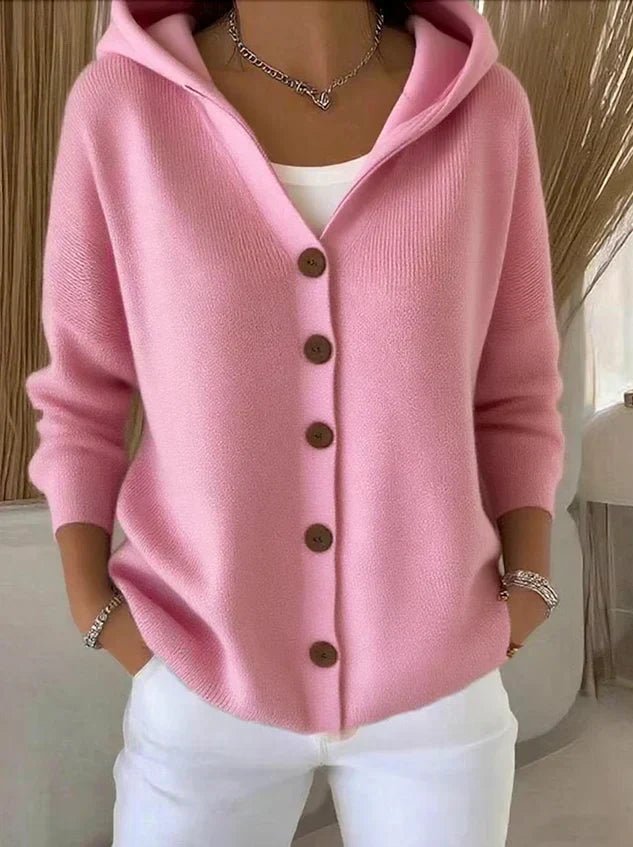 Comfortable Cardigan for Women Hooded Button-Front Relaxed-Fit