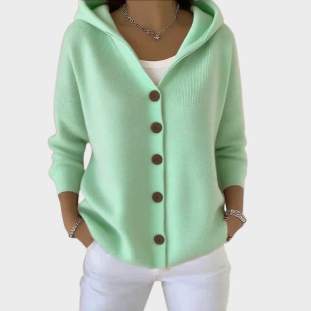 Comfortable Cardigan for Women Hooded Button-Front Relaxed-Fit