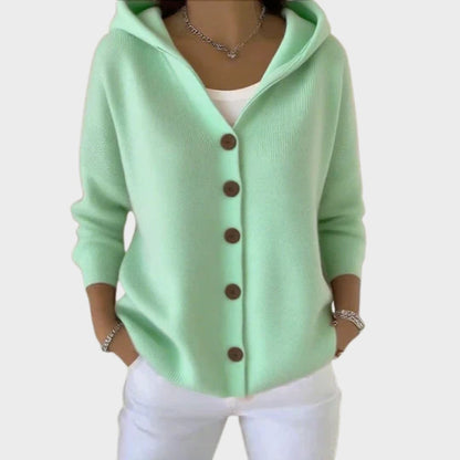 Comfortable Cardigan for Women Hooded Button-Front Relaxed-Fit