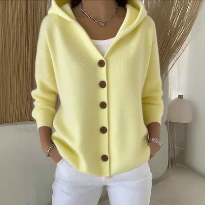 Comfortable Cardigan for Women Hooded Button-Front Relaxed-Fit