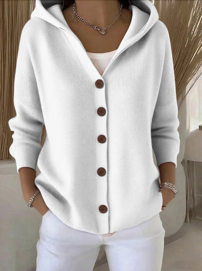 Comfortable Cardigan for Women Hooded Button-Front Relaxed-Fit