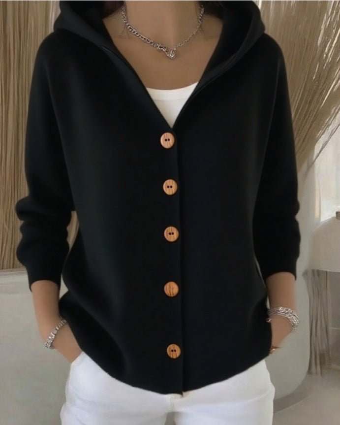 Comfortable Cardigan for Women Hooded Button-Front Relaxed-Fit